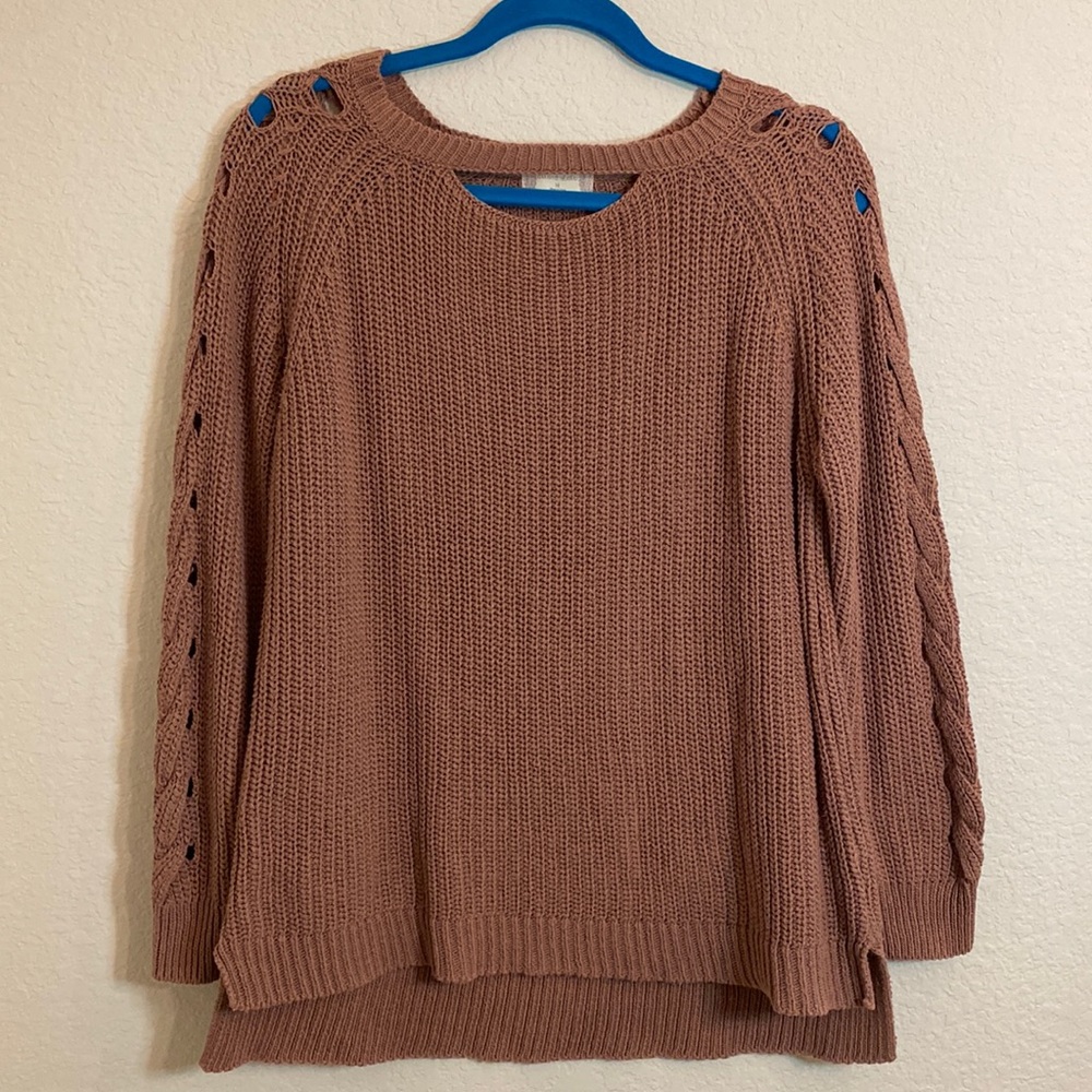 Altar’d State Gretchen Braided Cutout Pink Sweater Women’s size M